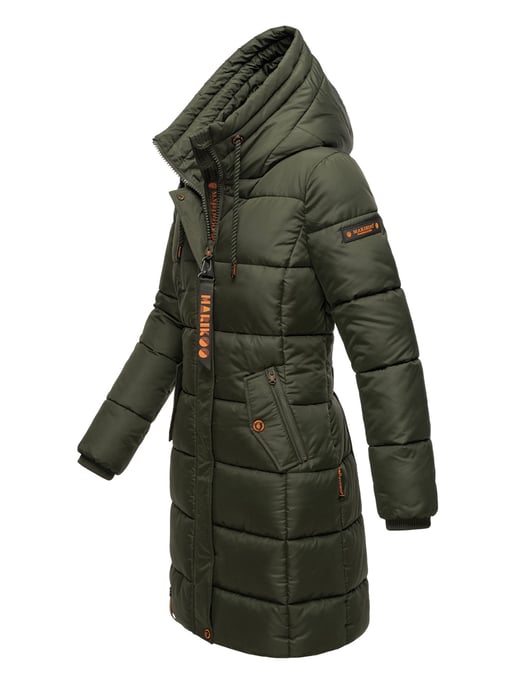 Marikoo Damen Winterjacke – Lange Steppjacke mit Kapuze & vielen Taschen - Image 3