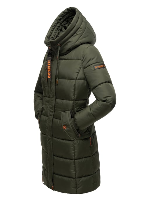 Marikoo Damen Winterjacke – Lange Steppjacke mit Kapuze & vielen Taschen - Image 4