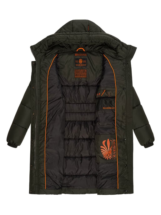 Marikoo Damen Winterjacke – Lange Steppjacke mit Kapuze & vielen Taschen - Image 6