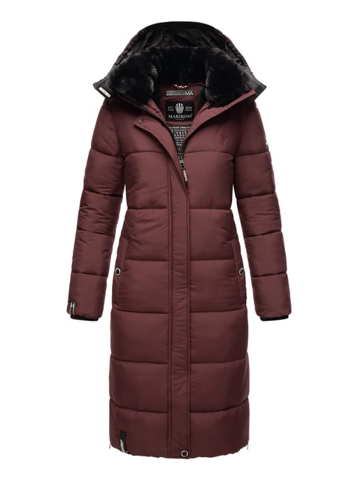 Marikoo Damen Winterjacke – Lange Steppjacke mit abnehmbarer Kapuze - Image 1