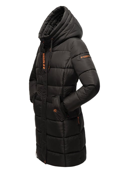 Marikoo Damen Winterjacke – Lange Steppjacke mit Kapuze & vielen Taschen - Image 3