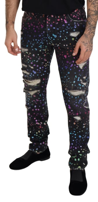 Regenbogen-Spritzer Zerrissene Jeans Pan73302 - Image 4