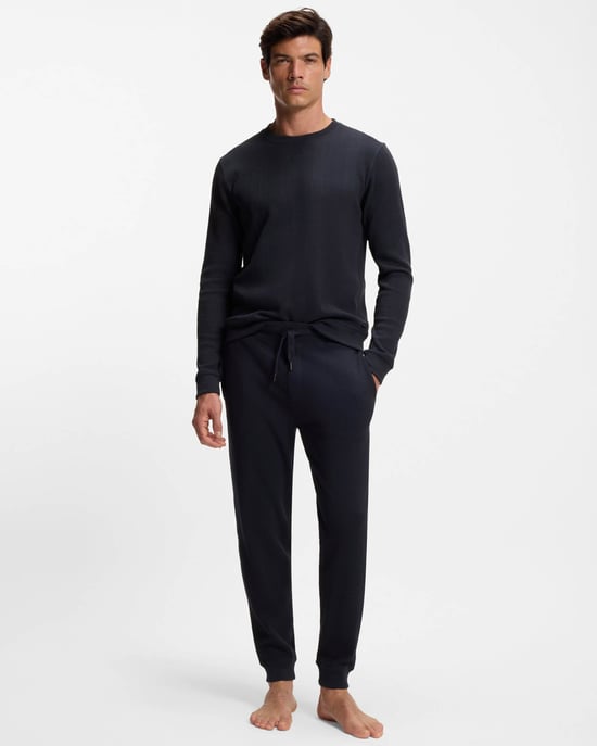 Structure Loungewear-Hosen in Dunkelblau - Image 4