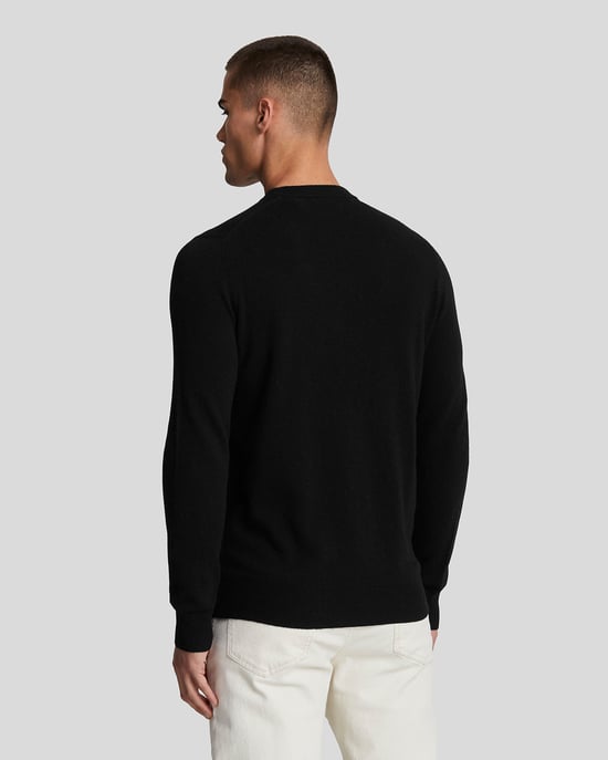 W155 Lammwollmix Rundhalspullover in Schwarz - Image 2