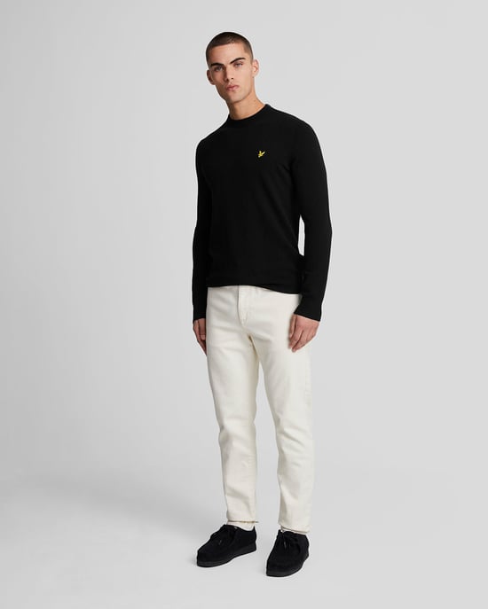 W155 Lammwollmix Rundhalspullover in Schwarz - Image 5