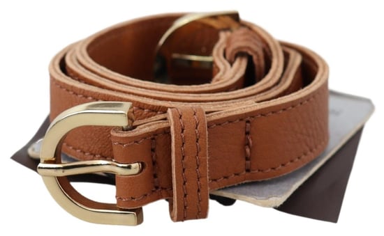 Scervino Street Lichtbraun Leder Gold Doppel-Schnallen Taillengürtel - Image 1