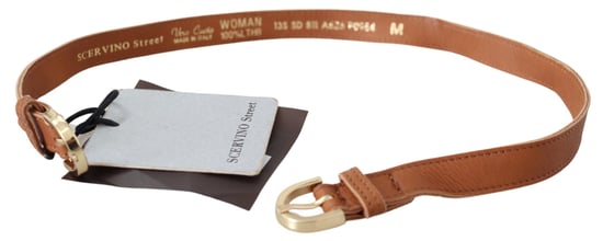 Scervino Street Lichtbraun Leder Gold Doppel-Schnallen Taillengürtel - Image 2