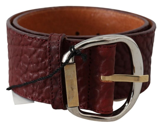 GF Ferre Bordeaux Breiter Leder Gürtel in Gold Silber - Image 2