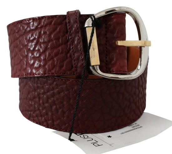 GF Ferre Bordeaux Breiter Leder Gürtel in Gold Silber - Image 3