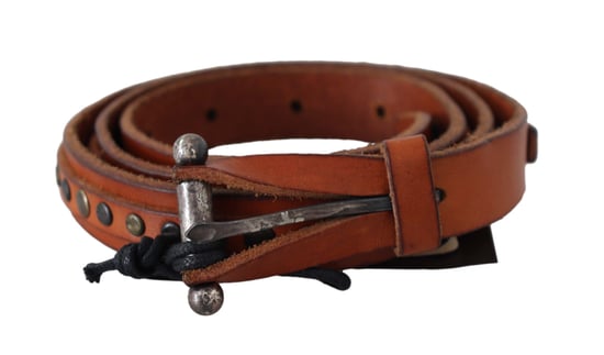 Scervino Street Brauner Echtes Leder Rustikaler Silber Schnalle Gürtel - Image 3