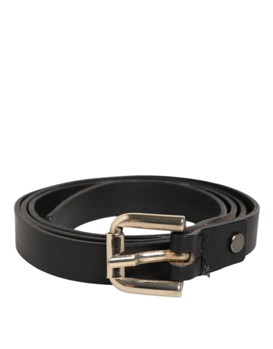 GF Ferre Schwarzer Leder Slim Gürtel mit goldfarbener Schnalle für Herren - Image 2
