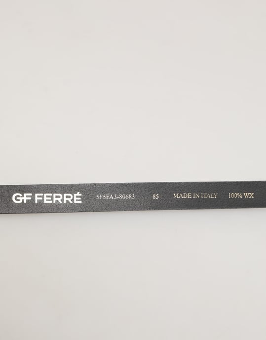 GF Ferre Schwarzer Leder Slim Gürtel mit goldfarbener Schnalle für Herren - Image 3