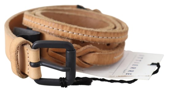 Scervino Straßenlicht braun schlanker Leder Gürtel mit schwarzer Logo Schnalle - Image 3