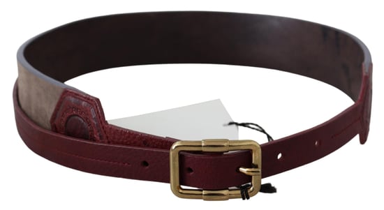 GF Ferre Brauner Leder Gürtel mit breiter goldfarbener Chrome-Logo-Schnalle - Image 3