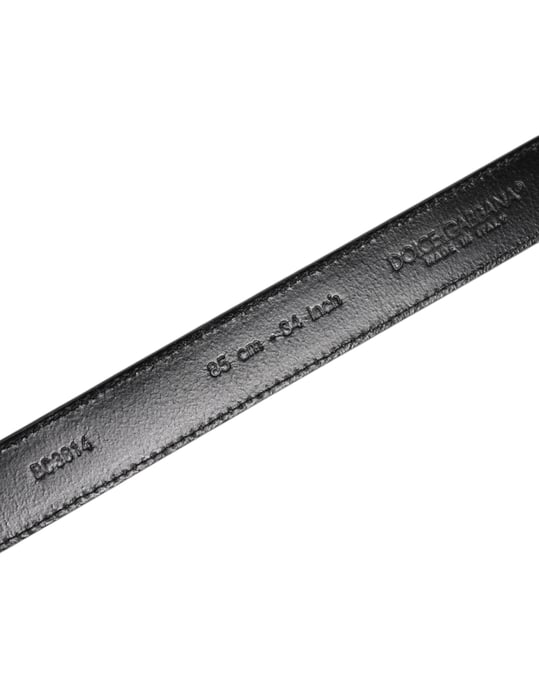 Dolce & Gabbana Grauer Leder Gürtel mit silberfarbener Metallschnalle - Image 5