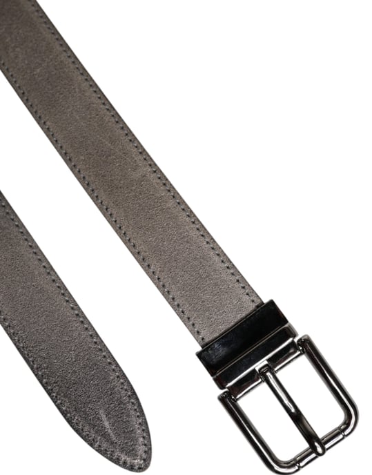 Dolce & Gabbana Grauer Leder Gürtel mit silberfarbener Metallschnalle - Image 6