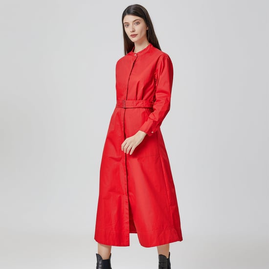 Hemdblusenkleid aus Baumwolle mit hohem Kragen - Image 2