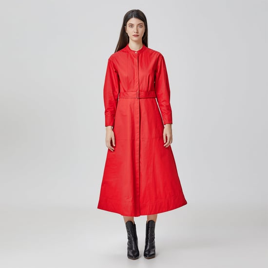 Hemdblusenkleid aus Baumwolle mit hohem Kragen - Image 3