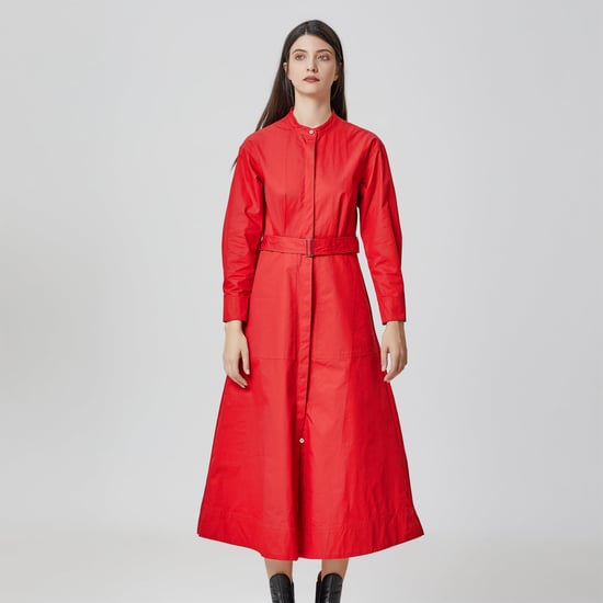 Hemdblusenkleid aus Baumwolle mit hohem Kragen - Image 4