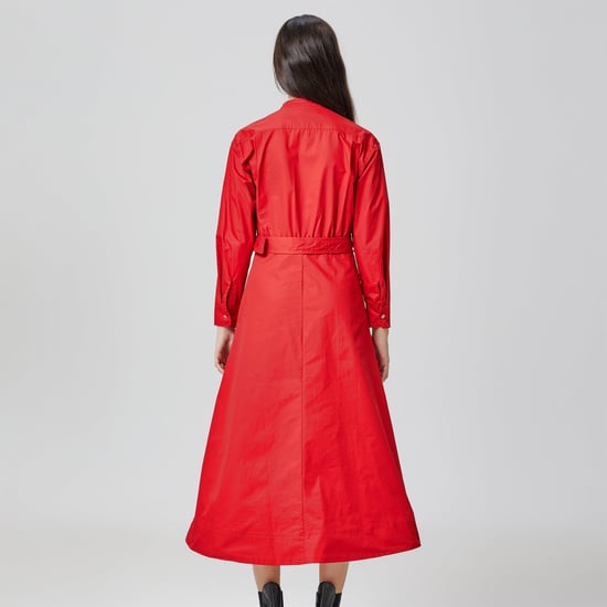Hemdblusenkleid aus Baumwolle mit hohem Kragen - Image 5