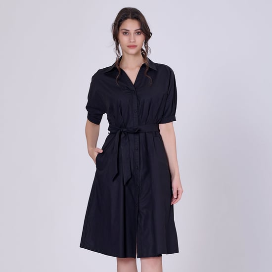 Hemdblusenkleid aus Baumwolle mit Puffärmeln - Image 1