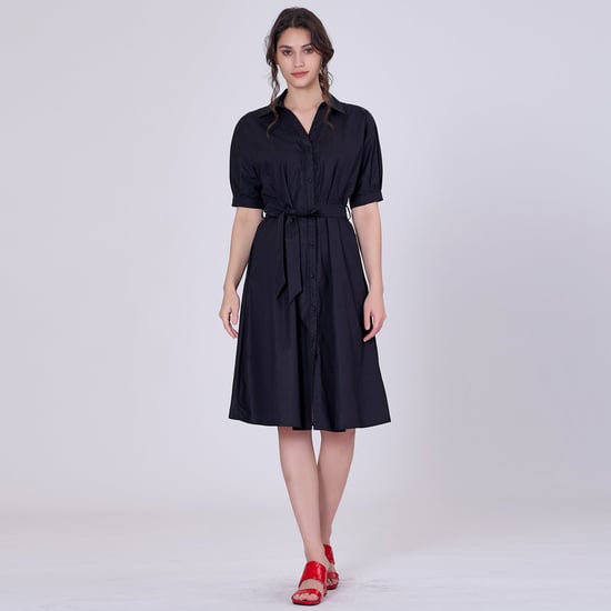 Hemdblusenkleid aus Baumwolle mit Puffärmeln - Image 2