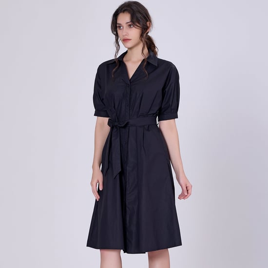 Hemdblusenkleid aus Baumwolle mit Puffärmeln - Image 3