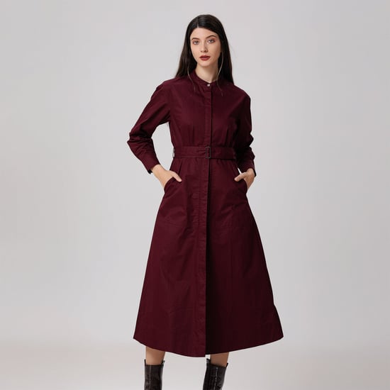 Hemdblusenkleid aus Baumwolle mit hohem Kragen - Image 2