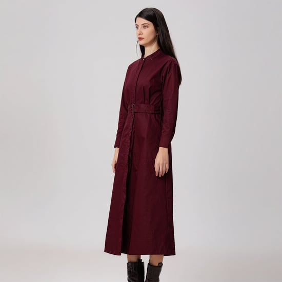 Hemdblusenkleid aus Baumwolle mit hohem Kragen - Image 3