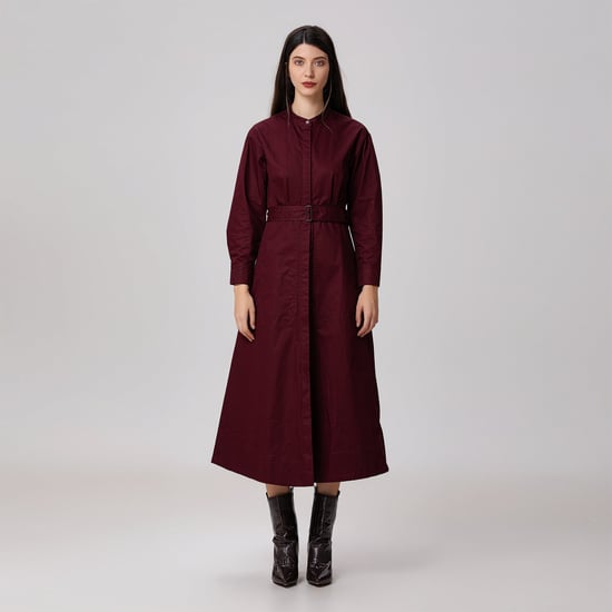 Hemdblusenkleid aus Baumwolle mit hohem Kragen - Image 4