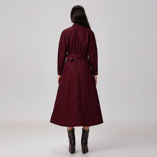 Hemdblusenkleid aus Baumwolle mit hohem Kragen - Image 5