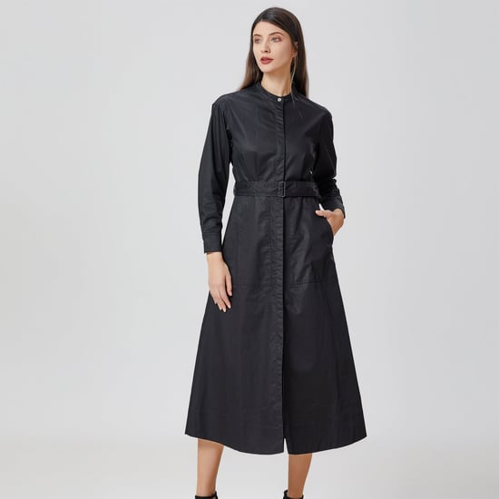 Hemdblusenkleid aus Baumwolle mit hohem Kragen - Image 3