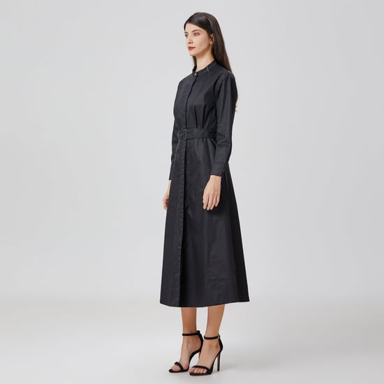 Hemdblusenkleid aus Baumwolle mit hohem Kragen - Image 4