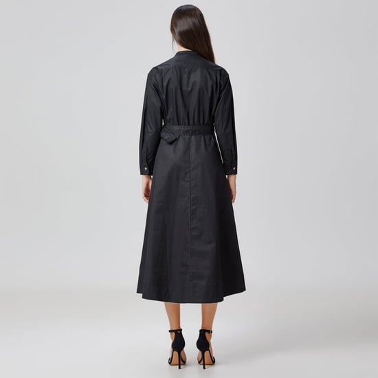 Hemdblusenkleid aus Baumwolle mit hohem Kragen - Image 6