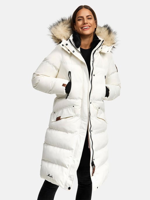 Marikoo Damen Winterjacke – Schneesternchen, lang mit Kapuze & Fellkragen - Image 2