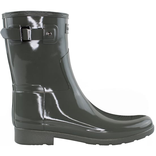 Hunter Refined Kurz-Glanz Damen Gummistiefel Grau - Image 1