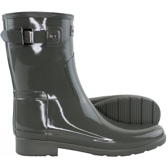 Hunter Refined Kurz-Glanz Damen Gummistiefel Grau - Image 4