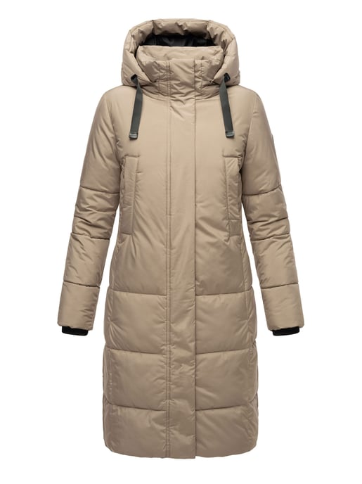 Marikoo Damen Steppjacke Laryaa – lang, warm & mit abnehmbarer Kapuze - Image 2