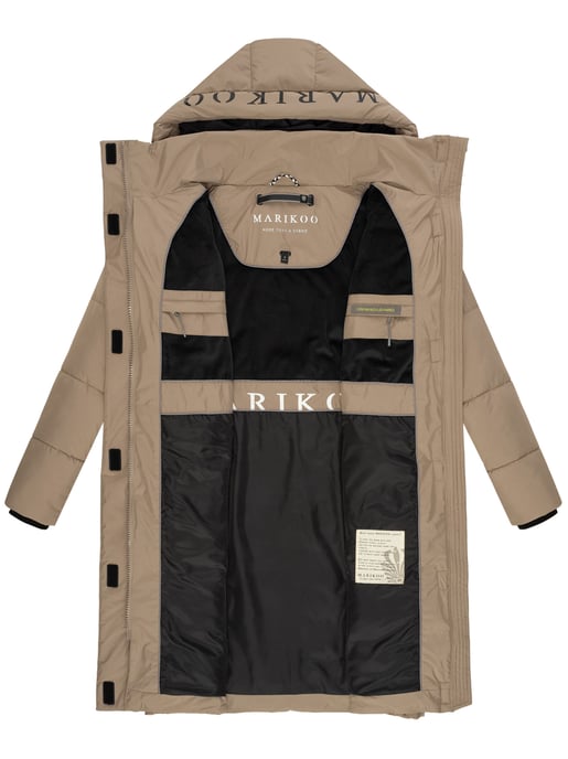 Marikoo Damen Steppjacke Laryaa – lang, warm & mit abnehmbarer Kapuze - Image 5