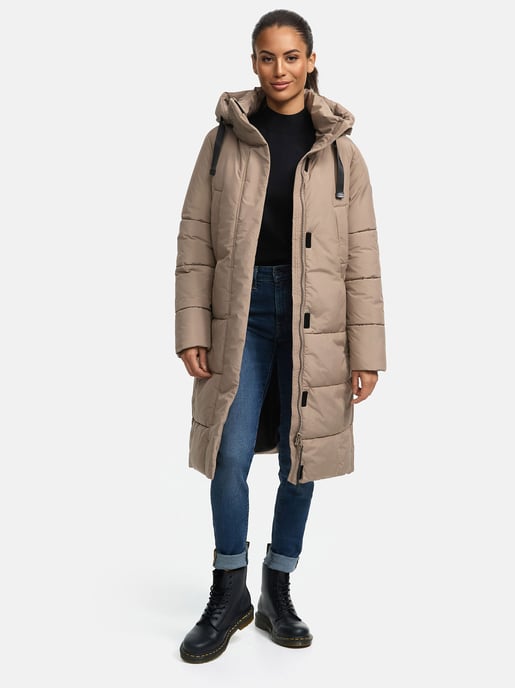Marikoo Damen Steppjacke Laryaa – lang, warm & mit abnehmbarer Kapuze - Image 6