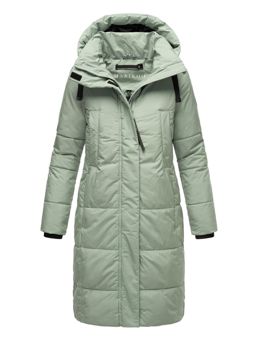 Marikoo Damen Steppjacke Laryaa – lang, warm & mit abnehmbarer Kapuze - Image 1