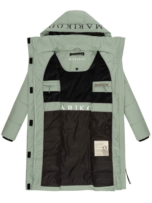 Marikoo Damen Steppjacke Laryaa – lang, warm & mit abnehmbarer Kapuze - Image 5