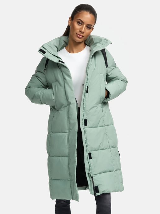 Marikoo Damen Steppjacke Laryaa – lang, warm & mit abnehmbarer Kapuze - Image 6