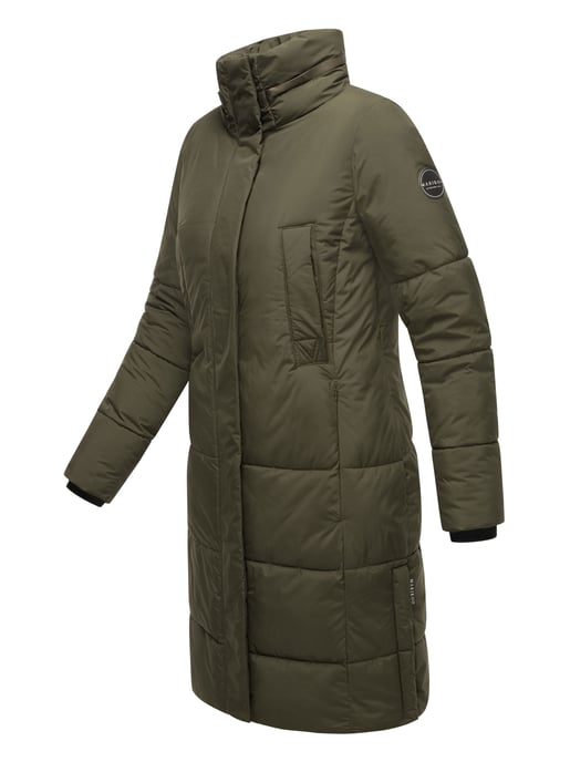 Marikoo Damen Steppjacke Laryaa – lang, warm & mit abnehmbarer Kapuze - Image 3