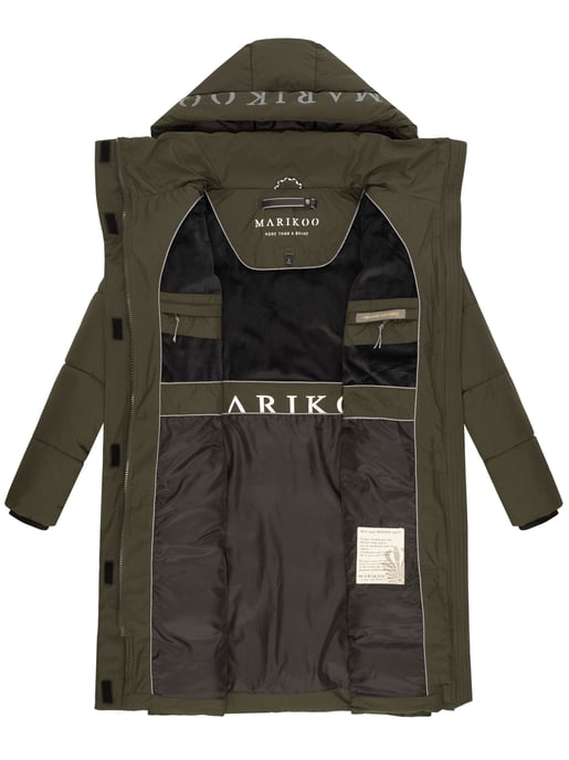 Marikoo Damen Steppjacke Laryaa – lang, warm & mit abnehmbarer Kapuze - Image 5
