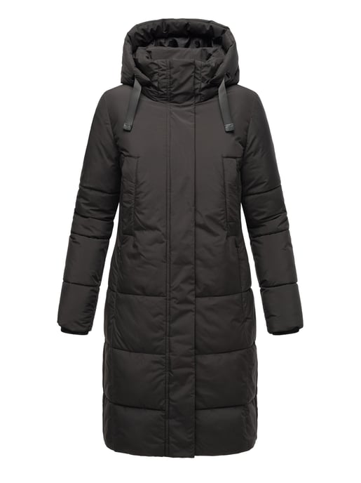Marikoo Damen Steppjacke Laryaa – lang, warm & mit abnehmbarer Kapuze - Image 2