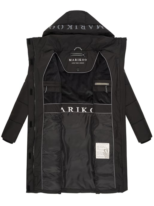 Marikoo Damen Steppjacke Laryaa – lang, warm & mit abnehmbarer Kapuze - Image 5