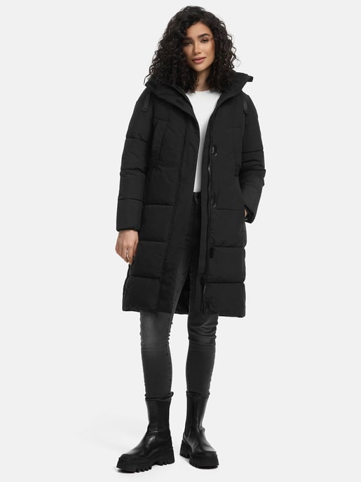 Marikoo Damen Steppjacke Laryaa – lang, warm & mit abnehmbarer Kapuze - Image 6