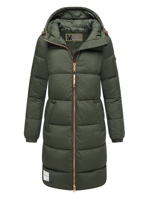 Marikoo lange Damen Steppjacke mit Kapuze & Kragen – Modell Nomadiaa - Image 1