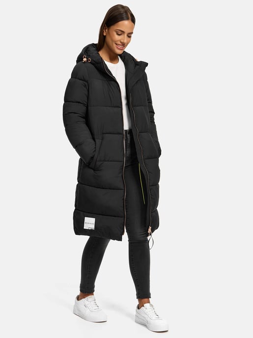 Marikoo lange Damen Steppjacke mit Kapuze & Kragen – Modell Nomadiaa - Image 6